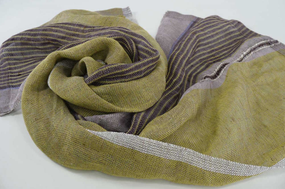 LINEN SCARF  DZELTENA CIELAVINA