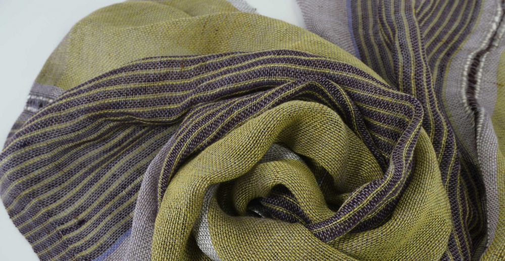 LINEN SCARF  DZELTENA CIELAVINA